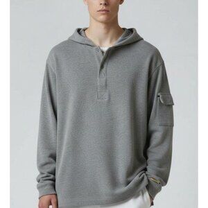 Tommy Hilfiger Gray Hooded Long Sleeve Pullover Sweatshirt With Pocket Mens Size